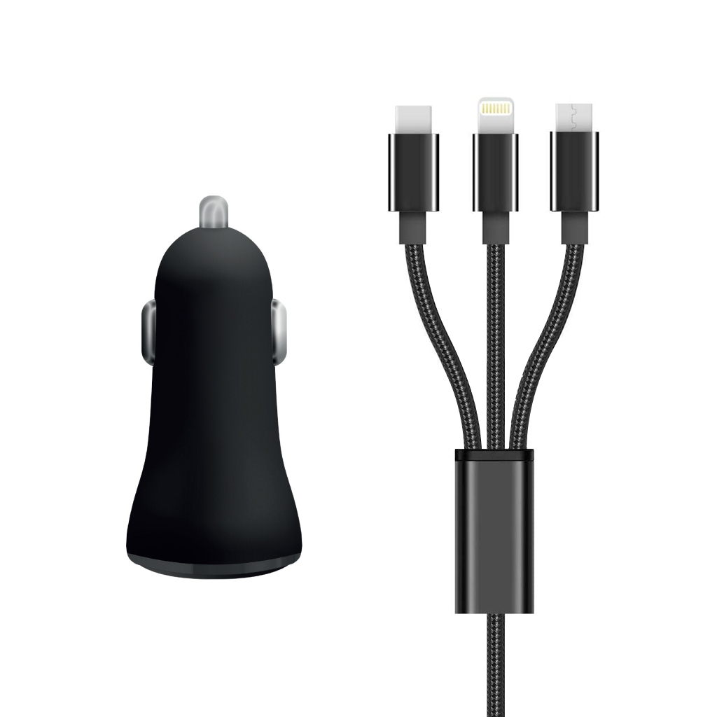 Bundle Chargeur allume-cigare + câble micro USB torsadé - WE