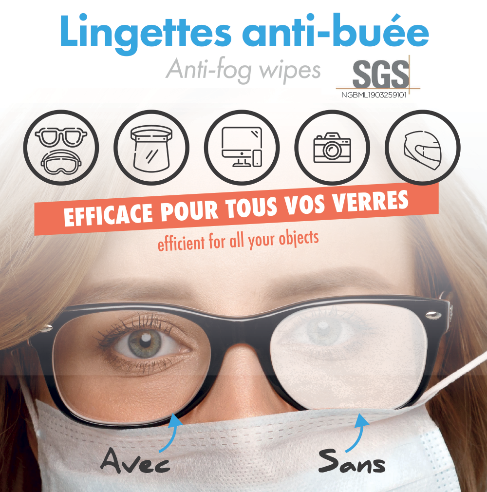 Lingettes pour lunettes  Lingettes nettoyantes pour lunettes