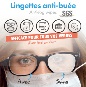 Lingettes Anti Buée nettoyantes pour Lunettes - Pack de 50 pièces