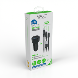 3.4A Cigarette Lighter Charger Pack + 3 in 1 Nylon Cable