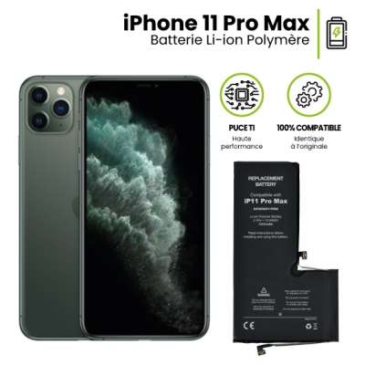 Batterie iPhone 11 Pro Max Sans BMS, 3969mAh - Garantie sans