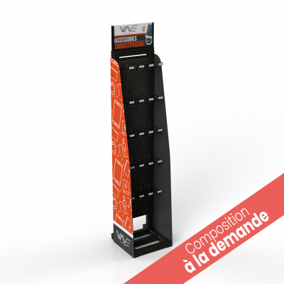 Black Metal 20 Pin Display with Wheels & Anti-Theft System
