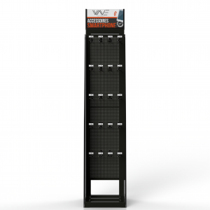 Black Metal 20 Pin Display with Wheels & Anti-Theft System