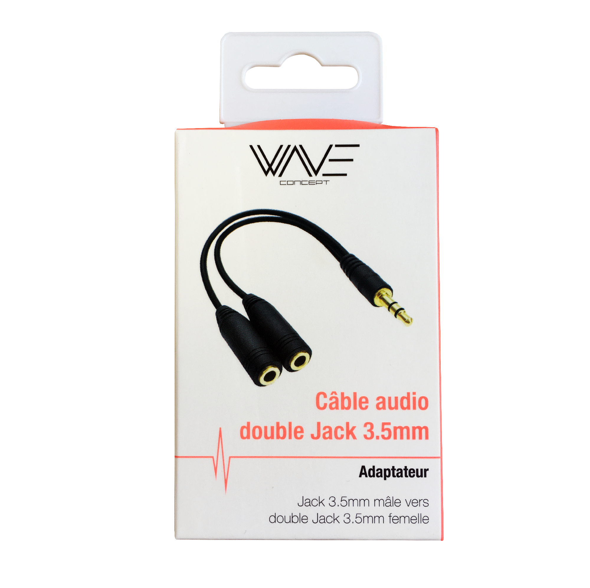 Cable audio Jack 3.5 mm male vers double Jack 3.5 mm