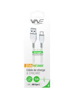 Câble Data 2,4A Fast Charge Type-C - 1M