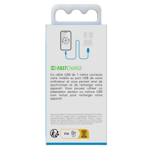 Cable Data Fast Charge 2,4A Lightning 1 Metre