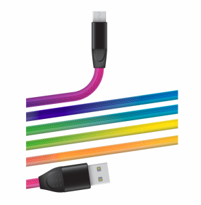 Câble Data Nylon Rainbow avec Connecteurs Aluminium Black