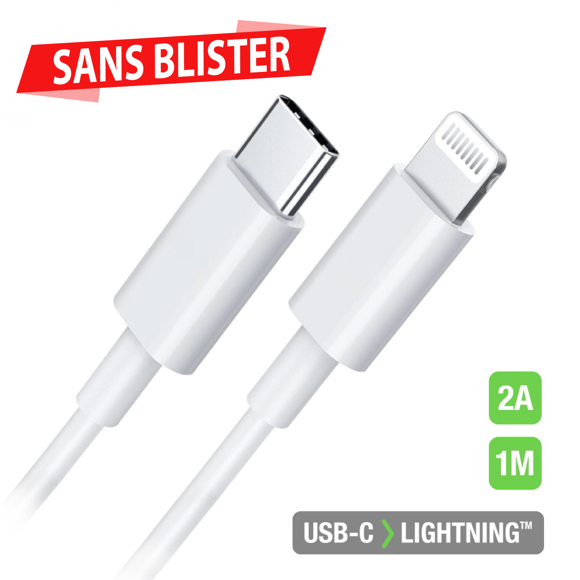 Câble Data USB-C vers Lightning 3A 1M - Sans blister