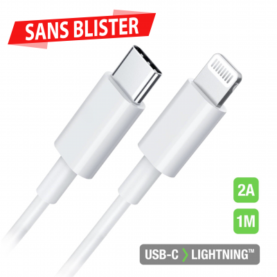 C�ble Data USB-C Lightning 3A 1M - Sans blister
