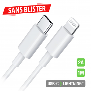 Câble Data USB-C Lightning 3A 1M - Sans blister