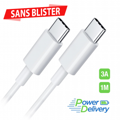 Cable de Charge & Synchro USB-C USB-C 3A 1M - Sans blister