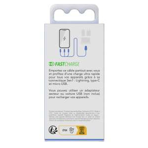 Cable Nylon Data Fast Charge 2,4A 1 Metre