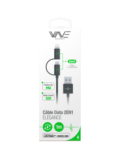 Cable Nylon Elegance 2en1 = Lightning + Micro USB