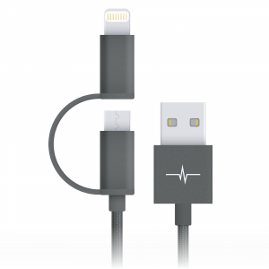 Cable Nylon Elegance 2en1 = Lightning + Micro USB