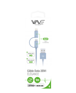 Cable Nylon Elegance 2en1 = Lightning + Micro USB