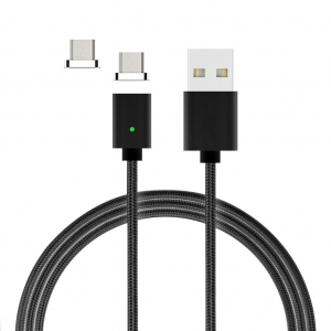 Câble Nylon Magnétique Fast Charge + 2 embouts Micro USB Wave Concept  