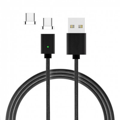 C�ble Nylon Magn�tique Fast Charge + 2 embouts Type-C 2.0 Wave Concept  