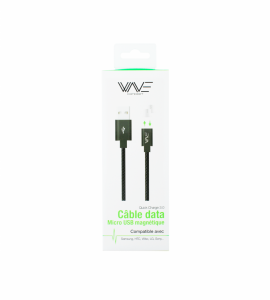 Câble Nylon Magnétique Fast Charge 2.4A + 2 embouts Micro USB Wave Concept  