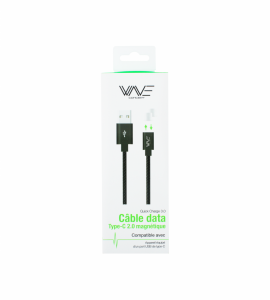 Câble Nylon Magnétique Fast Charge 2.4A + 2 embouts USBC Wave Concept  