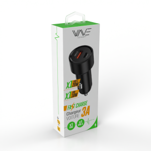 Car charger 1 USB-A port 20W + 1 USB-C port 18W