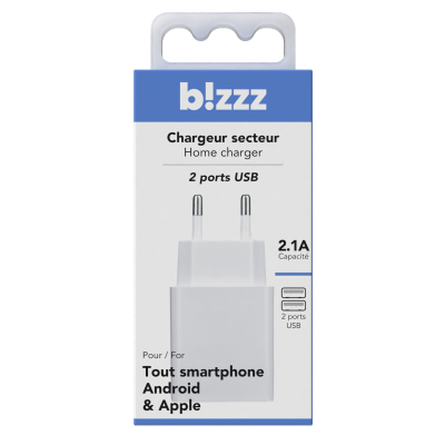Chargeur Secteur - 2 ports USB 2.4A  White
