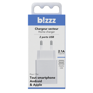 Chargeur Secteur - 2 ports USB 2.4A  White