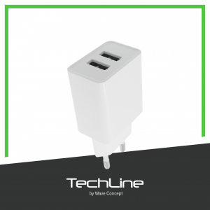 Chargeur secteur 2 USB 2,4A Tech Line