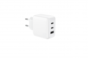 Chargeur Secteur GaN 65 W - 1 port Usba - 2 ports Usbc - White
