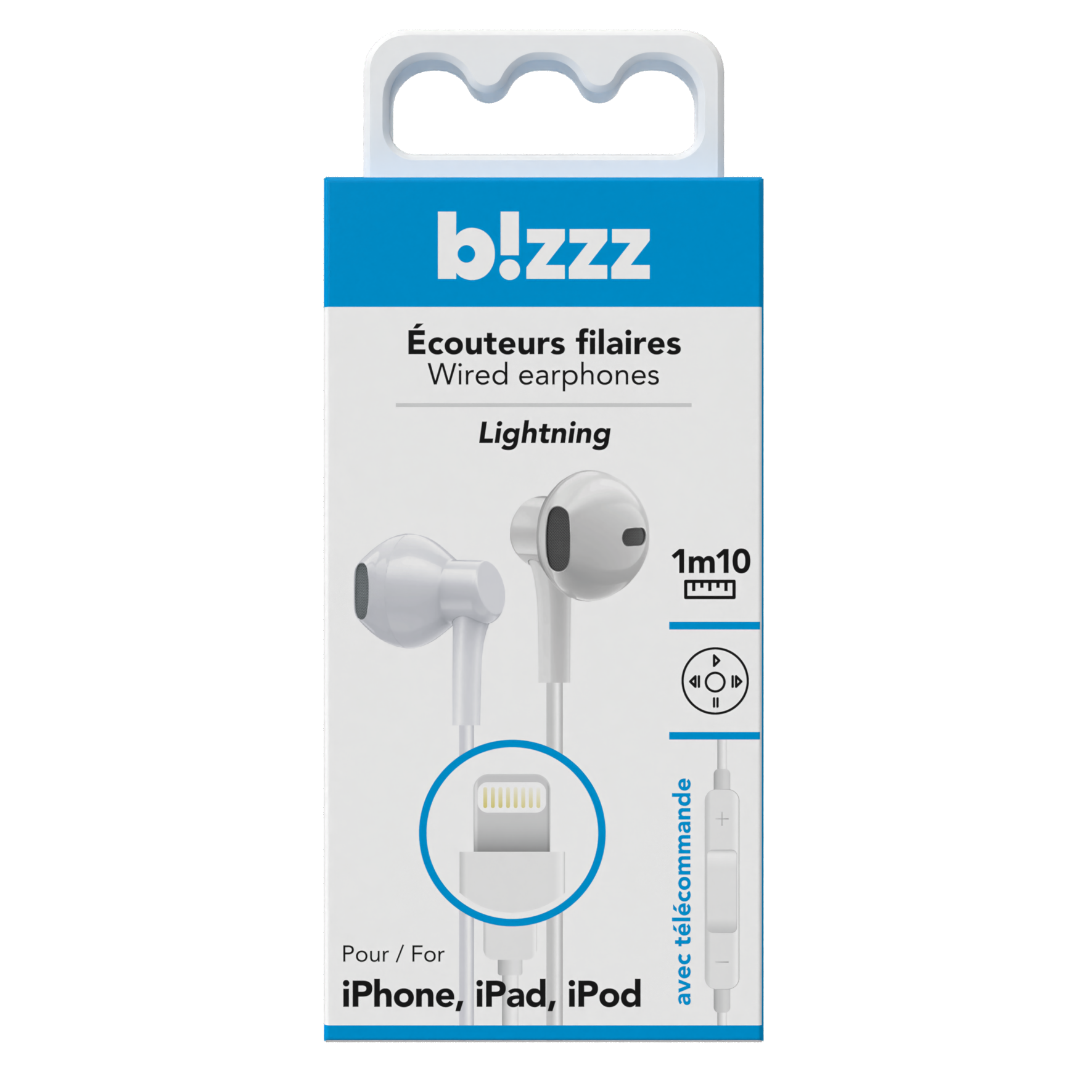 Avizar Écouteurs Filaires iPhone Lightning Télécommande Micro Connexion  Bluetooth Blanc - Kit piéton et Casque - LDLC