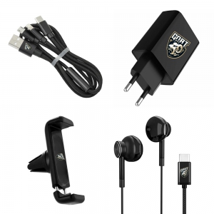 Gift pack pour Smartphone (Support + Cable 3en1 + Secteur + Ecouteurs)
