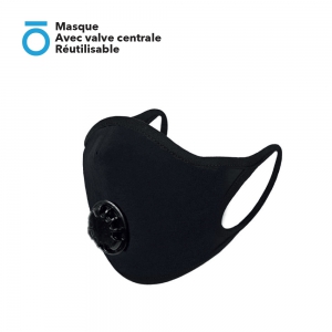 Masque Avec valve centrale Réutilisable ( Valve centrale compatible casque intégral Attache oreille slim, sans gêne,  Clip nasal