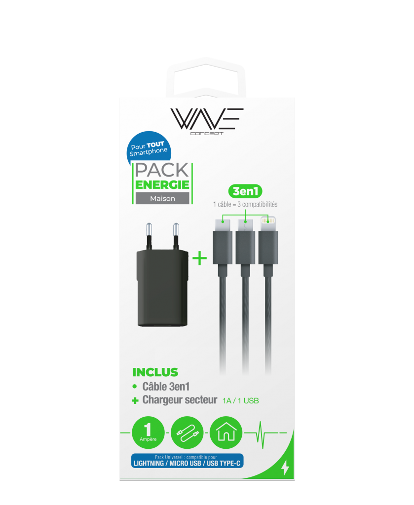 Pack Chargeur Secteur 5W + Cable Lightning