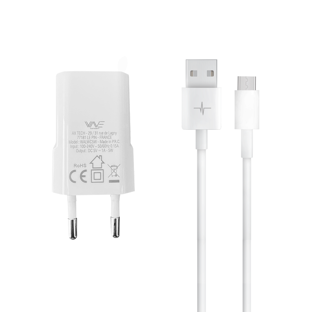 Pack Chargeur Secteur 5W + Cable Micro USB