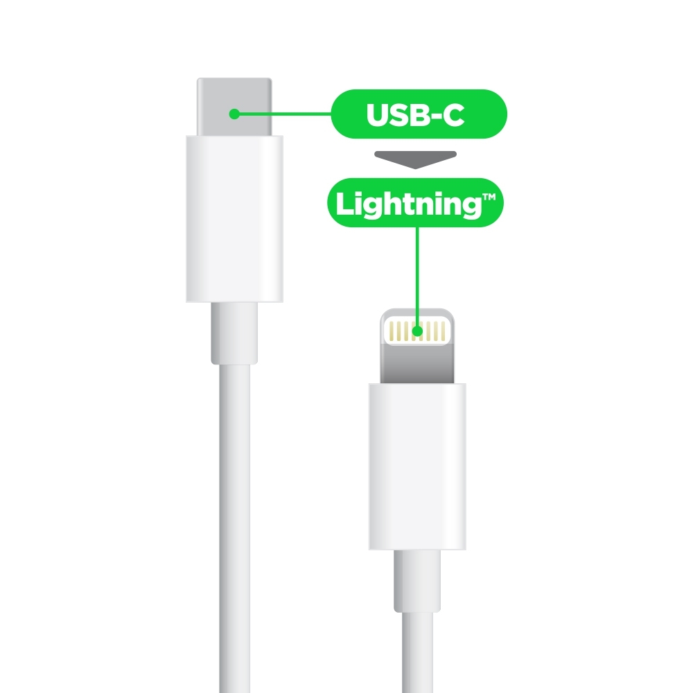 Chargeur Secteur USB-C 20W + Câble Lightning Power Delivery Original Apple  Blanc