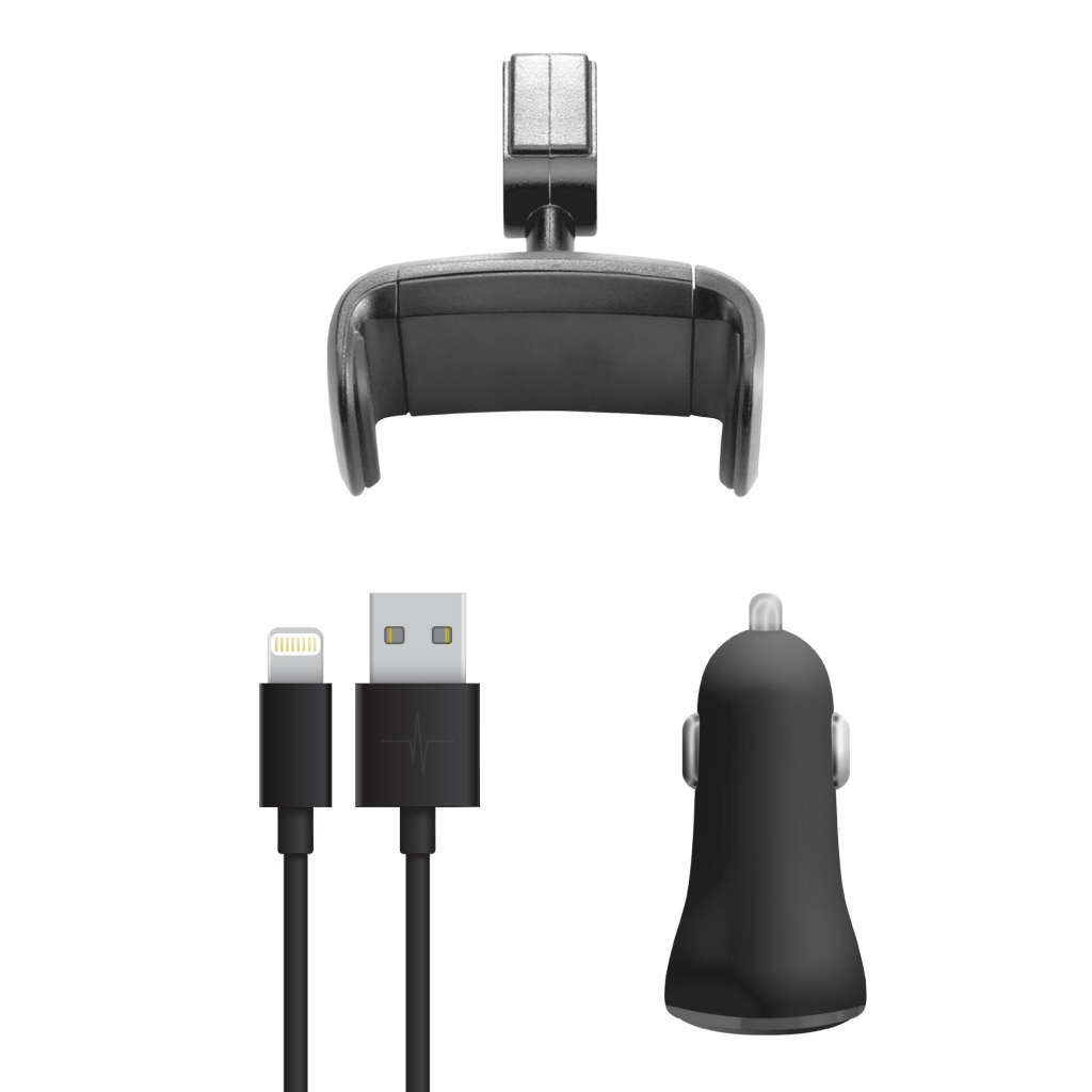 Pack Easy Drive Lightning = Support + Cable + Chargeur Voiture 3,4A