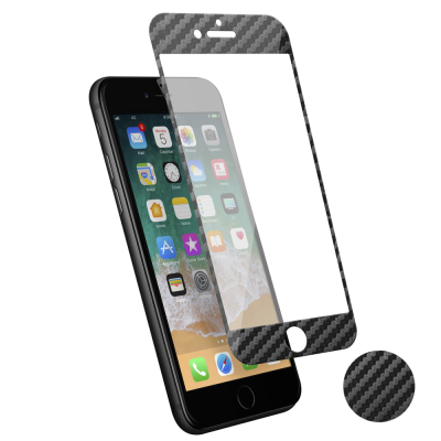 Protection d\\\'�cran 3D iPhone 7+/8+ fibre de carbone Soft carbone