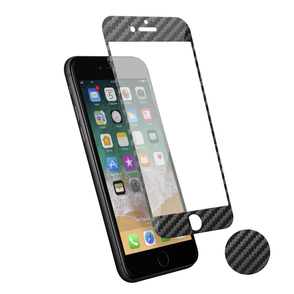 Protection d'ecran 3D pour iPhone 7/8 en fibre de carbone Soft carbon