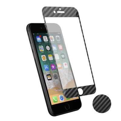 Protection d\\\'�cran 3D pour iPhone 7/8 en fibre de carbone Soft carbon