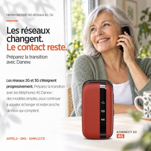 Telephone Clapet 4G Danew Konnect 43 Red