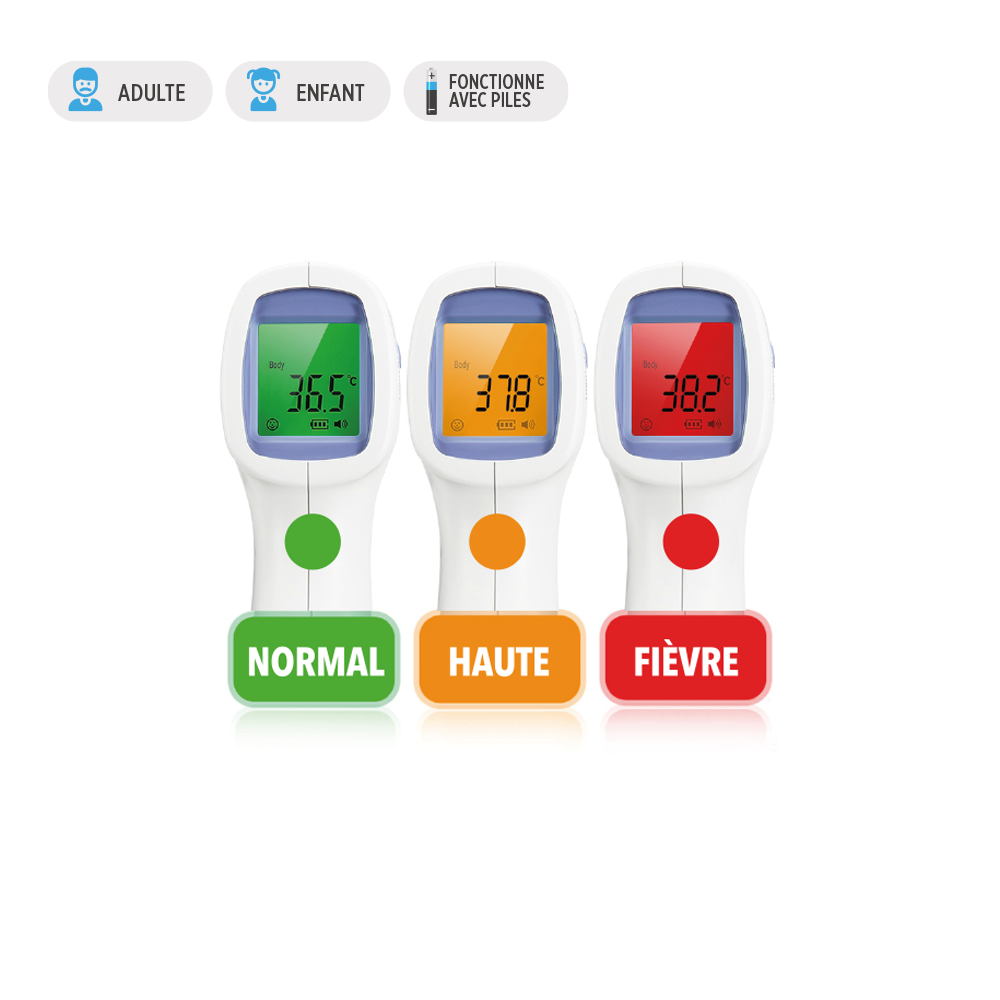 Thermometre Frontal Adulte, Thermometre sans Contact, Thermomètre